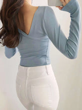 DAZY Solid Asymmetrical Neck Tee